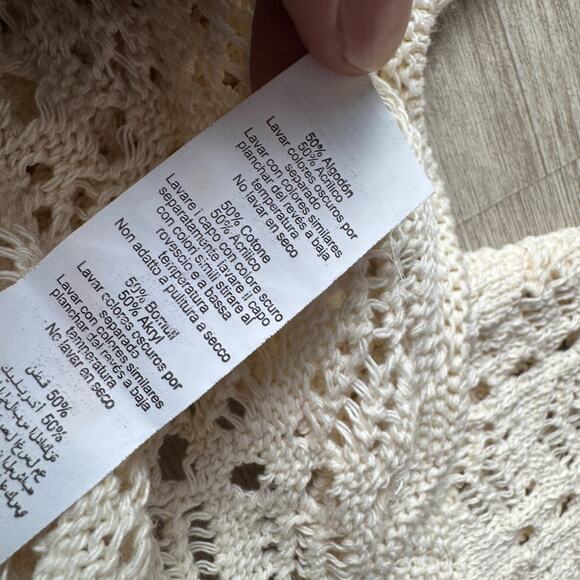 Nasty Gal Crochet Knit Mini Dress NWT US 12 Open Back Cream Long Sleeve Flared - Picture 4 of 8